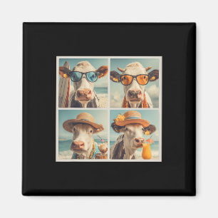 Coole Kühe mit Sonnenbrille Strand Kuh Tiere Urlau Magnet