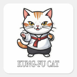 Coole Kung-Fu-Katze-Aufkleber Quadratischer Aufkleber