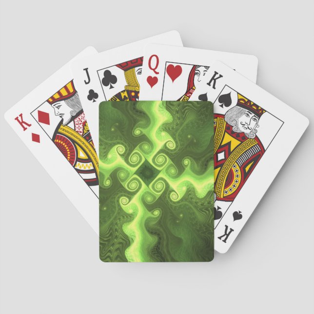 Coole Kunst des grünen Fraktals Spielkarten (Rückseite)