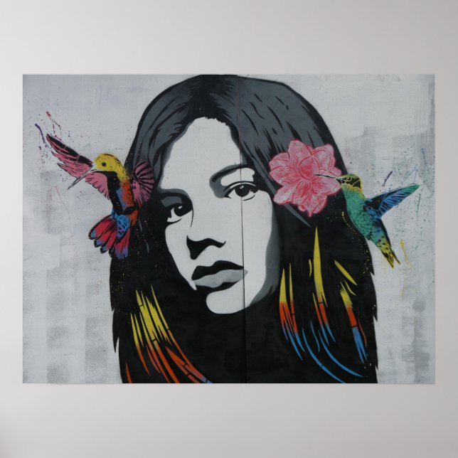 Coole Kunst zeichnend Maler Dame Moderne Kunst Poster (Vorne)