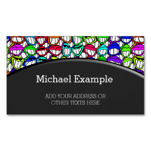 COOLE LÄCHELNDE GESICHTS-GRUPPE I + Ihre Idee Magnetische Visitenkarte