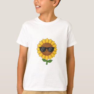 Coole lächelnde Sonnenblumen-Sonnenbrille Kinder T-Shirt