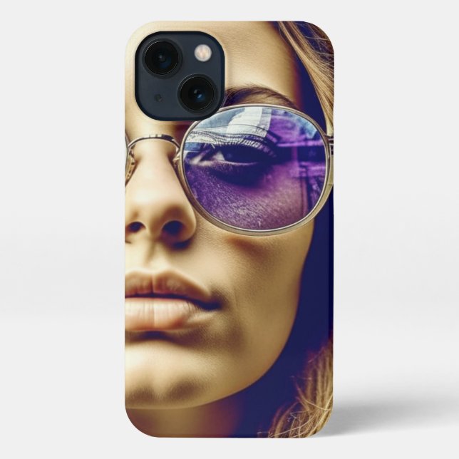 Coole Lady mit Reflektion in ihrer Sonnenbrille iPhone Hülle (Rückseite)