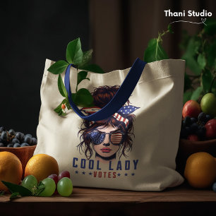 Coole Lady Votes Vintag Messy Hair Lady Election Tragetasche
