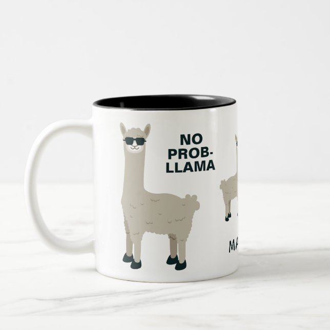 Coole Lamas individueller Name u. Text-Tassen Zweifarbige Tasse (Links)