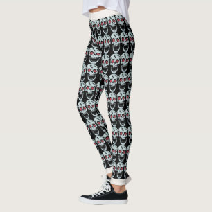 Coole Laughing White Skull Red Imitats Glitzer Aug Leggings