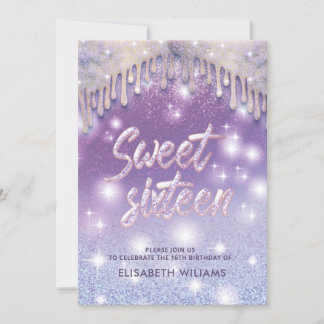 Coole Lavendel-lila-Tropfen funkeln glänzend ombre Einladung