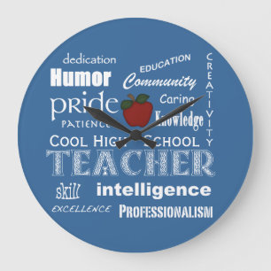 Coole Lehrerattribute für High School+Red Apple Große Wanduhr