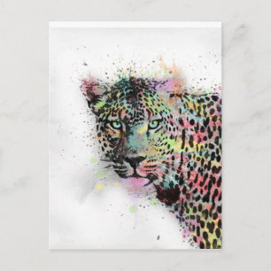 Coole Leopard-Spritzer Postkarte