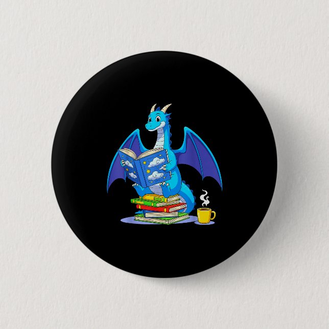Coole Lesebücher Drache Buchliebhaber Bücherwurm M Button (Vorderseite)