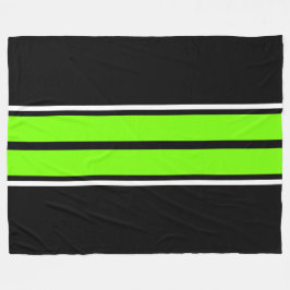 Coole, leuchtend grüne Schwarz-weiße Racing Streif Fleecedecke