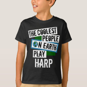 Coole Leute auf der Erde spielen Harp T-Shirt