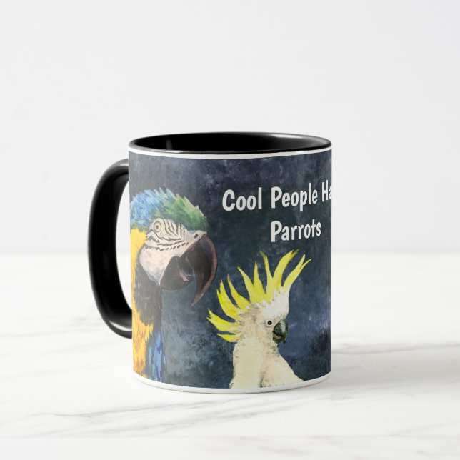 Coole Leute haben Papageien Tasse (Vorderseite Links)