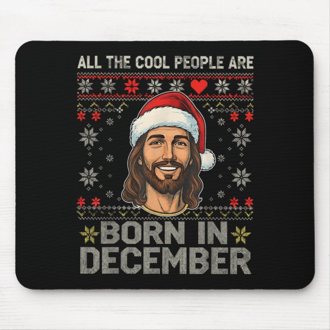 Coole Leute Werden Im Dezember Christlich Christm  Mousepad (Vorne)