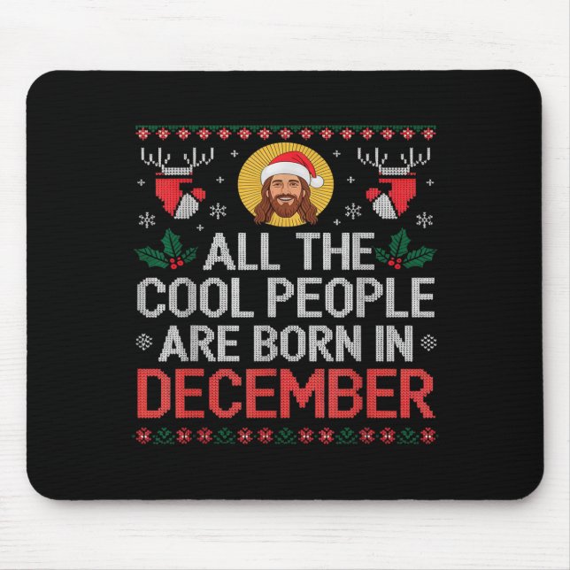 Coole Leute Werden Im Dezember Christlich Weihnach Mousepad (Vorne)