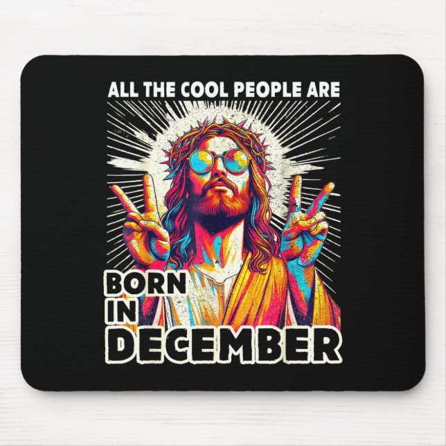 Coole Leute Werden Im Dezember Christlich Weihnach Mousepad (Vorne)