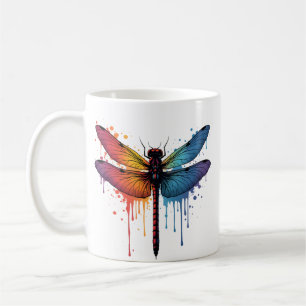 Coole Libelle auf farbenfroh bemalter Libelle Kaffeetasse