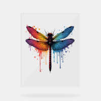 Coole Libelle auf farbenfroh gemalt Drachenfliege