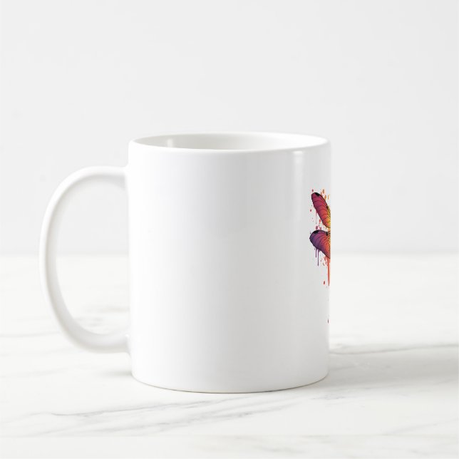 Coole Libelle auf farbenfroh gemalt Drachenfliege Kaffeetasse (Links)