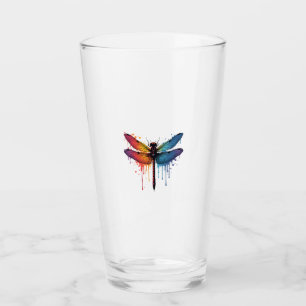 Coole Libelle auf farbenfroher gemalter Libelle Glas