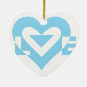 Coole Liebe Grafik, blau Keramik Ornament