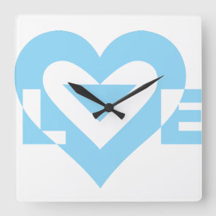 Coole Liebe Grafik, blau Quadratische Wanduhr