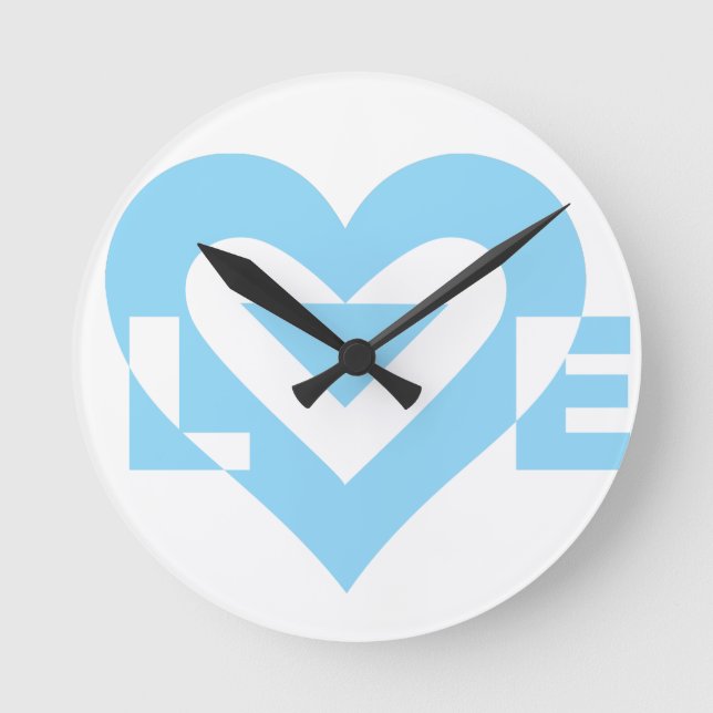 Coole Liebe Grafik, blau Runde Wanduhr (Vorderseite)