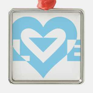 Coole Liebe Grafik, blau Silbernes Ornament