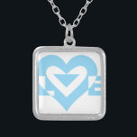 Coole Liebe Grafik, blau Versilberte Kette<br><div class="desc">Ein grafisches Logo-Design,  maßgeschneidert. LIEBE blau.</div>