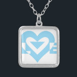 Coole Liebe Grafik, blau Versilberte Kette<br><div class="desc">Ein grafisches Logo-Design,  maßgeschneidert. LIEBE blau.</div>