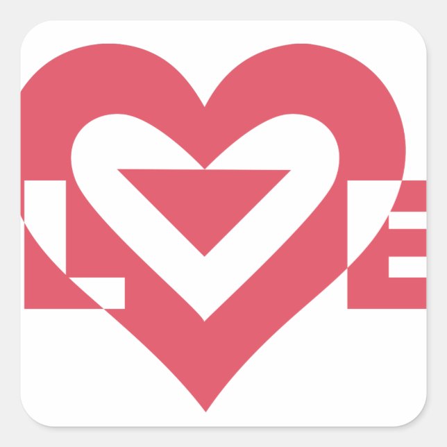 Coole Liebe Grafik, Kirschrosa Quadratischer Aufkleber (Vorderseite)