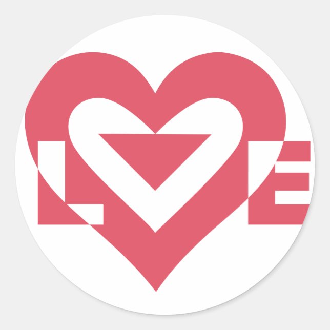 Coole Liebe Grafik, Kirschrosa Runder Aufkleber (Vorderseite)