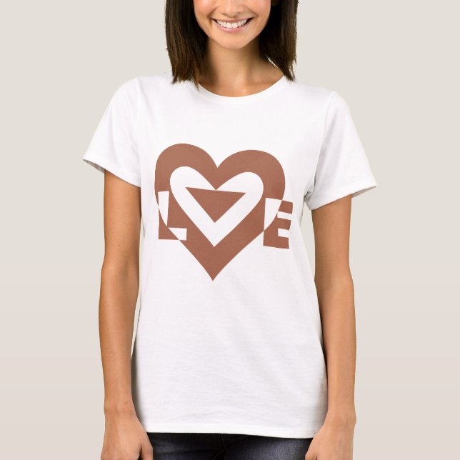 Coole Liebe Grafik, Mocha Brown T-Shirt (Vorderseite)