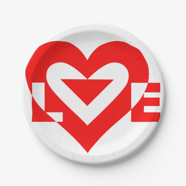 Coole Liebe Grafik, rot Pappteller (Vorderseite)