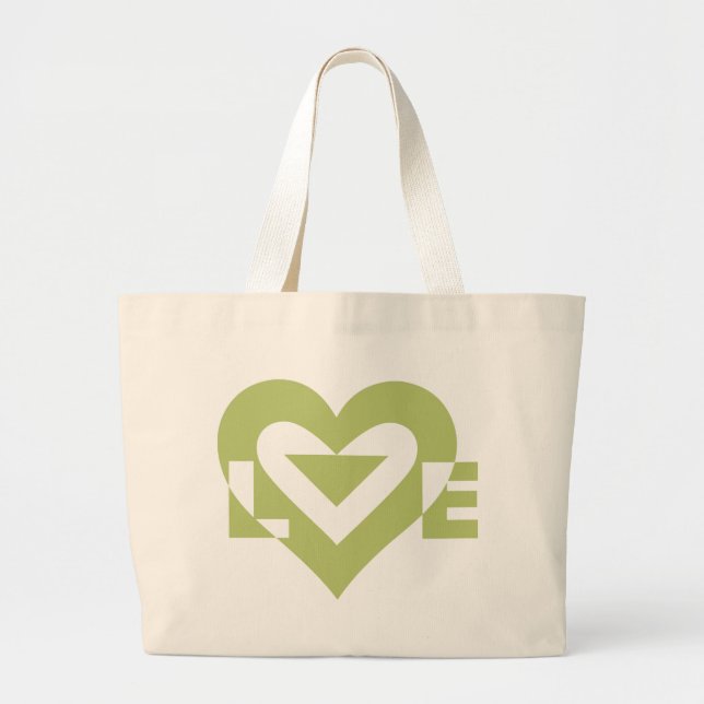 Coole Liebe Graphic, Sage Green Jumbo Stoffbeutel (Vorne)