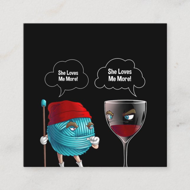 Coole Liebe ich Crochet und Weintruhe Quadratische Visitenkarte (Vorderseite)