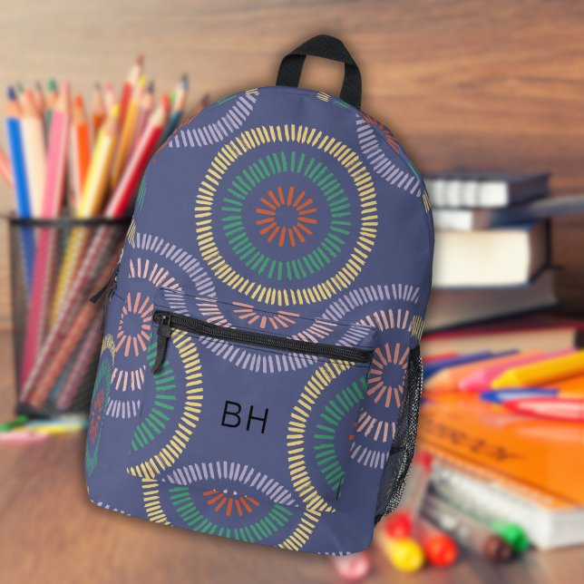 Coole Lila Abstrakte Monogramm-Initialen Bedruckter Rucksack (Von Creator hochgeladen)