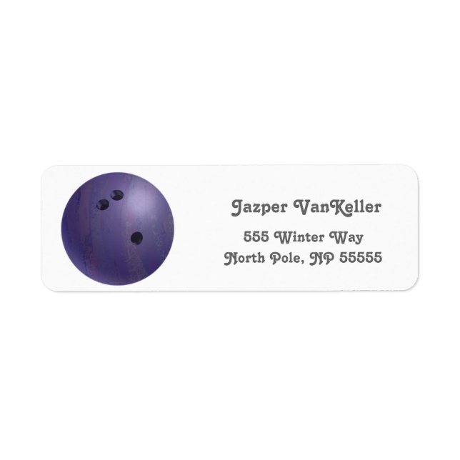 Coole Lila Bowling Ball Rücksendeadressen-Aufklebe (Vorne)