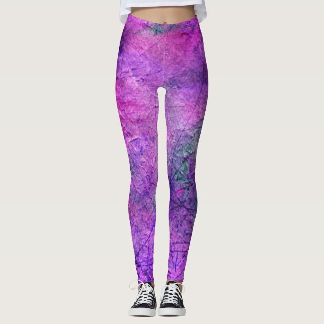 Coole Lila Leggings mit Scratch wie Aussehen (Vorderseite)