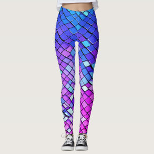 Coole Lila Mermaid Schwanz Scales Muster Leggings