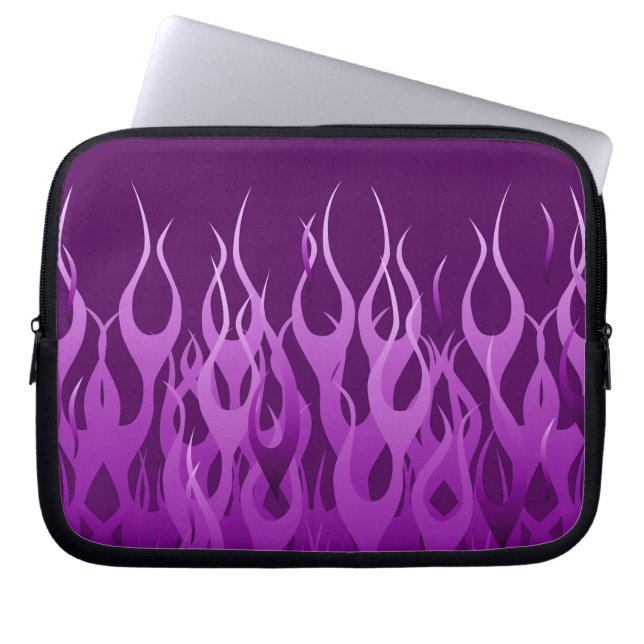 Coole Lila Racing Flames Stilvoll Laptopschutzhülle (Vorderseite)