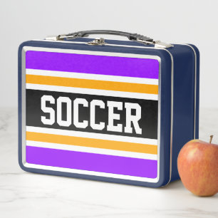 Coole, Lila, schwarz-gelbe BECKER-Streifen Metall Brotdose