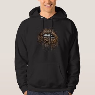 Coole Lippen Bite Kiss Me Leopard Print Cheeta Hoodie
