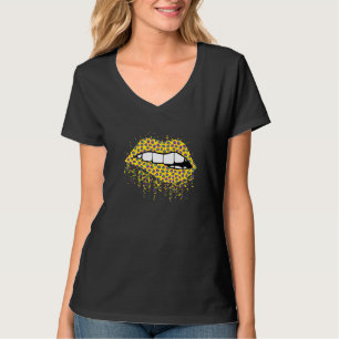 Coole Lippen Bite Kiss Me Leopard Print Cheetah Ma T-Shirt