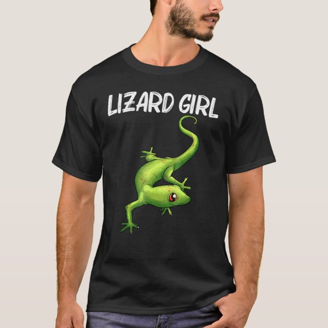 Coole Lizard für Mädchen Kinder Gecko Green Reptil T-Shirt (Vorderseite)