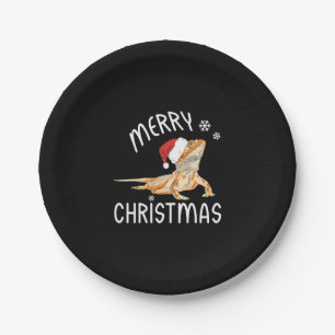 Coole Lizard Reptile mit Weihnachtshut Pappteller