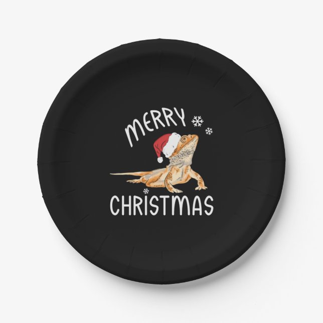 Coole Lizard Reptile mit Weihnachtshut Pappteller (Vorderseite)