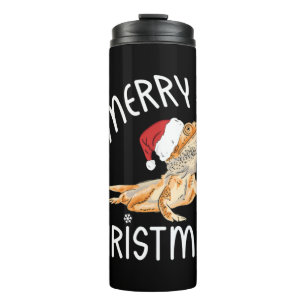 Coole Lizard Reptile mit Weihnachtshut Thermosbecher