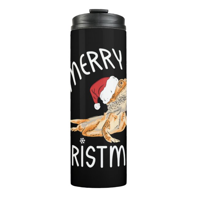 Coole Lizard Reptile mit Weihnachtshut Thermosbecher (Vorderseite)