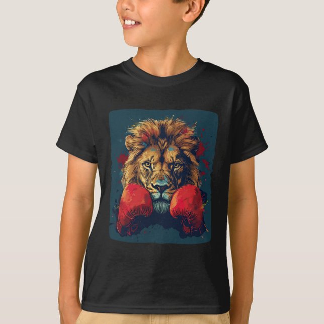Coole Löwe mit Boxhandschuhen Kostüm T-Shirt (Vorderseite)